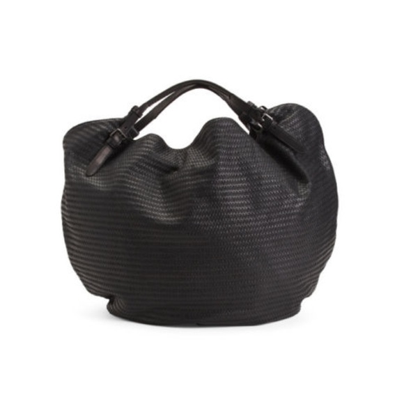 Gianni Segatta Ricamo Large Black Leather Hobo Weekender Tote Made in Italy - Picture 5 of 10